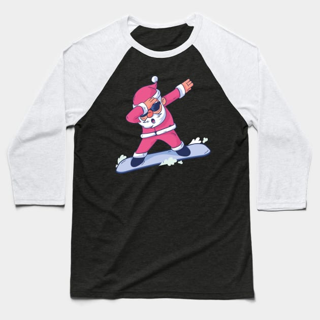 Snowboarding Santa Dab Baseball T-Shirt by boobear247